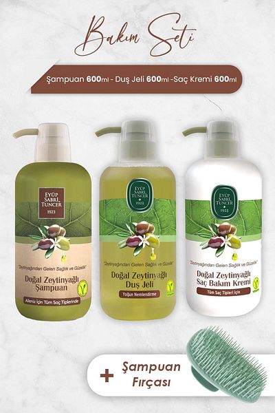Eyüp Sabri Tuncer Olive Oil Shampoo and Shower Gel - Conditioner and Shampoo Brush