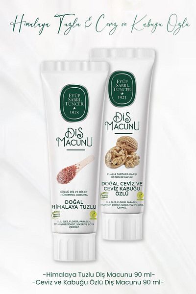 Eyüp Sabri Tuncer Toothpaste with Himalayan Salt 90 ml and Walnut and Shell Extract 90 ml