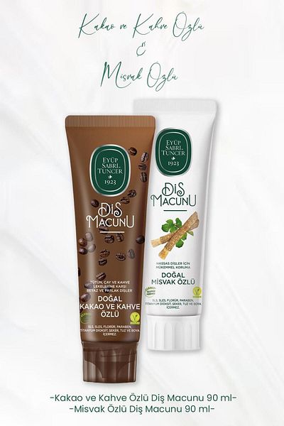 Eyüp Sabri Tuncer Toothpaste with Cocoa and Coffee Extract 90 Ml and Miswak Extract 90 Ml