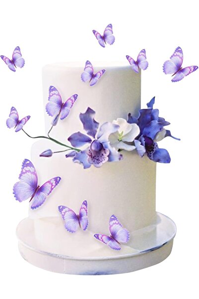 hediyehobihersey Hazır Kesilmiş Kelebekler Şekerli Kağıda Baskı Yenilebilir K...