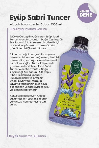 Eyüp Sabri Tuncer Alaçatı Lavender Liquid Soap 1500 ml