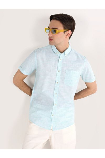 Colin's Ανδρικό κοντομάνικο πουκάμισο Green Slim Fit