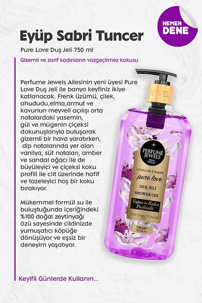 Eyüp Sabri Tuncer Pure Love Shower Gel - 750 ml Capacity