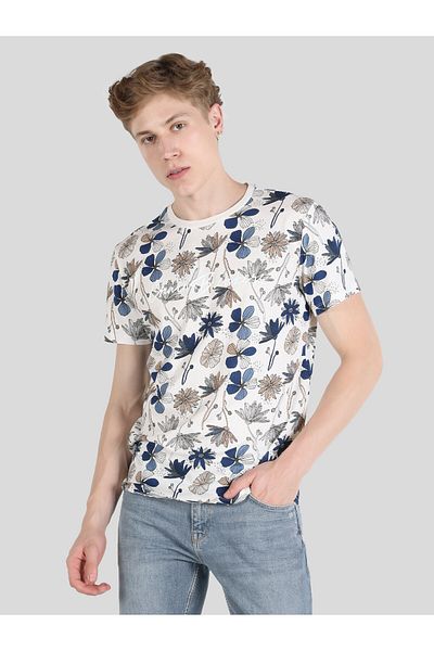 Colin's Tricou cu mânecă scurtă cu imprimeu alb cu gât crew pentru bărbați - Regular Fit