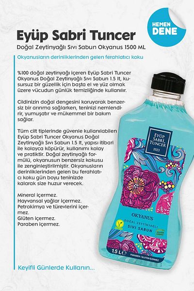 Eyüp Sabri Tuncer Natural Olive Oil Liquid Soap Ocean 1500 ml