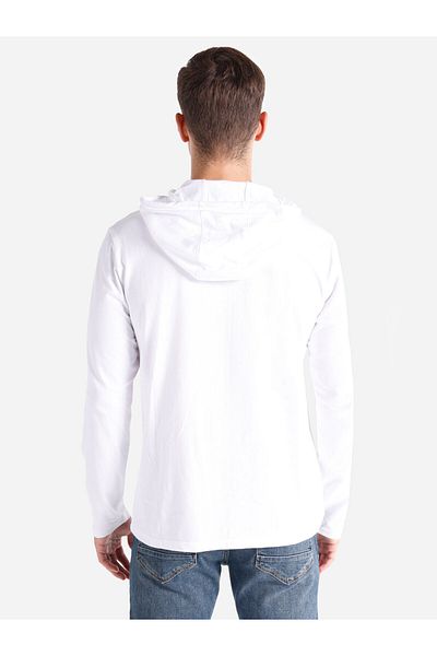 Colin's White Regular Fit Men's Long Sleeve T-Shirt - Hooded