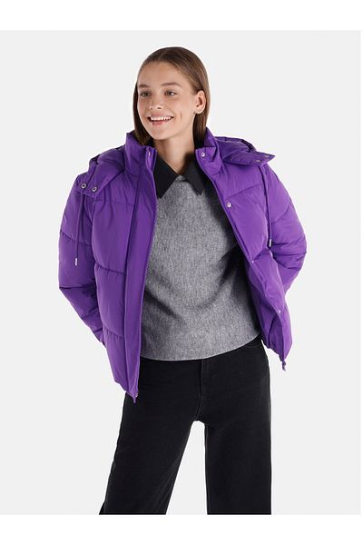 Colin's Purple Inflatable Hooded Regular Fit Women's Coat