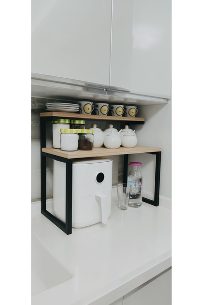 TRIA HOME Turkuaz 2 Raflı Metal Çok Amaçlı Mutfak Rafı/Tezgah Üstü Raf