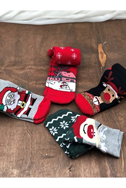 Denseden Специална новогодишна кутия с чорапи с коледни мотиви и венче за врата с надпис „Честита Нова година“ като новогодишен подарък