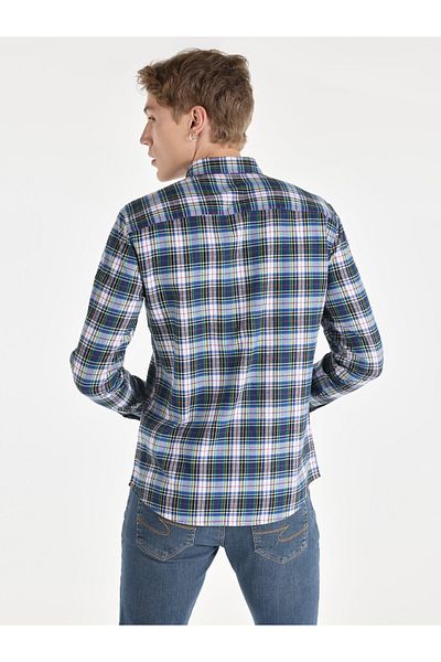 Colin's Cămașă Slim Fit cu mânecă lungă pentru bărbați - Design în carouri multicolore