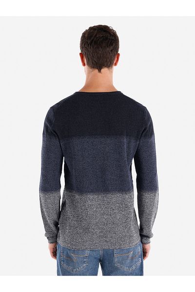Colin's Navy Blue Knitwear Men's Sweater - Regular Fit, Crew Neck