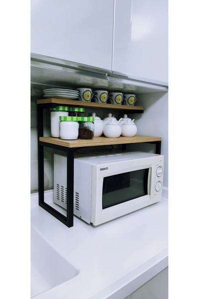 TRIA HOME Turkuaz 2 Raflı Metal Çok Amaçlı Mutfak Rafı/Tezgah Üstü Raf