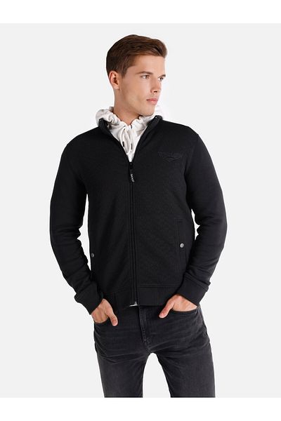 Colin's Men's Black Jacket - Stand Collar and Zipper