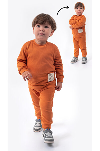 Bubito Uniszex sapka címer részletes gofri 3 részes alsó felső készlet - fahéj