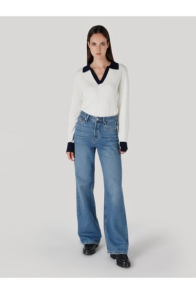 Colin's Blugi de damă, albastru bleumarin, cu talie înaltă, cu picioare largi - 970 Berry Regular Fit