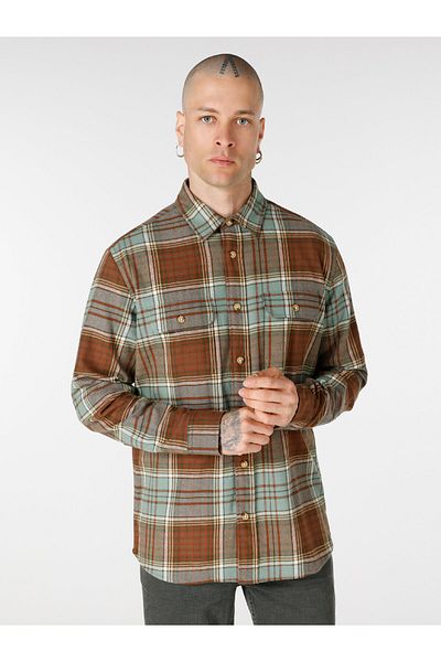 Colin's Green Men's Long Sleeve Shirt - Regular Fit Checked