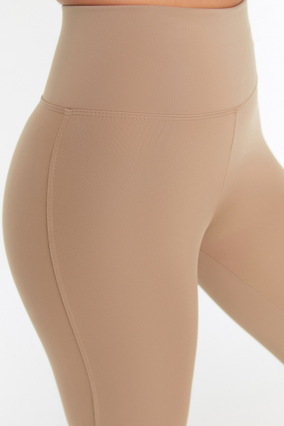 Trendyol Collection Camel Wide Waist Elastic Extra Shaping Full Length Knitted Sports Leggings TWOAW21TA0029