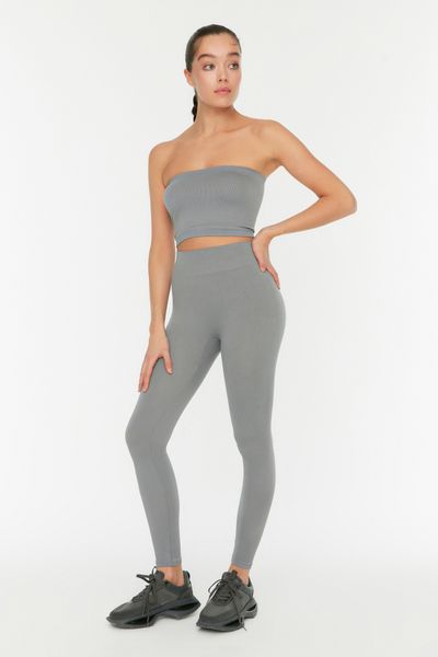 Trendyol Collection Beige Corded Shaping Full Length Knitted Sports Tights  TWOAW23TY00010 - Trendyol