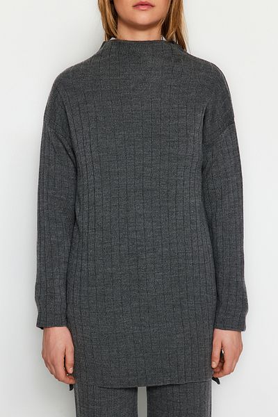 Trendyol Modest Füstölt fél garbó bordás pulóver-nadrág kötöttáru készlet TCTAW22US0101