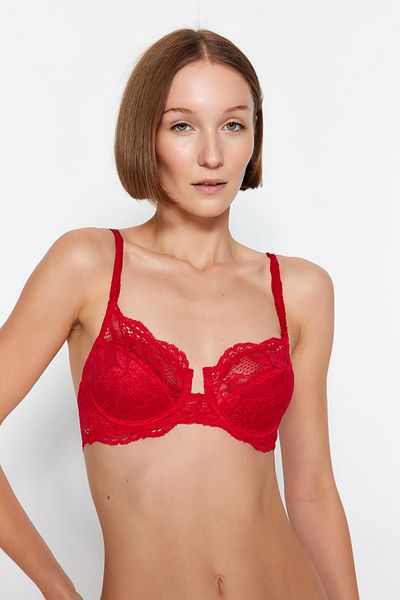 Trendyol Collection Piros csipke U aládróttal borított Balconette kötött melltartó THMSS23SU00075