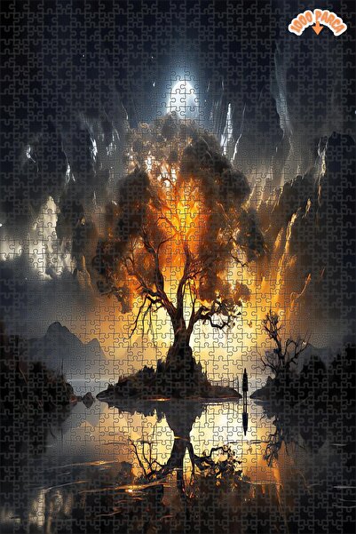 Teona Ahşap Düşünce Ağacı Dekoratif Çift Katlı Çerçeveli Asılabilir Ahşap Puz...