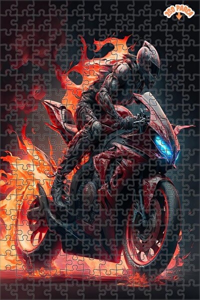 Teona Ahşap Yanan Motosiklet Dekoratif Çift Katlı Çerçeveli Asılabilir Ahşap Puzzle 250 PARÇA 30X30