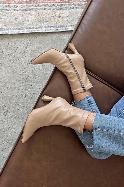 STRASWANS Poppin Women's - Pino Heel Leather Boots (Skin Color)