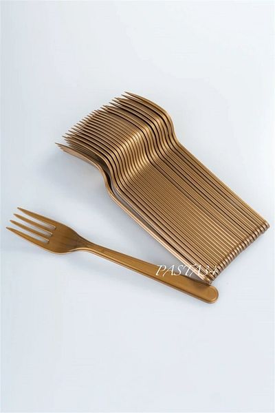 Pasta34 Plastic Fork 25 Pieces Gold