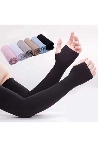 morche Unisex 45 εκ. κομμένα δάχτυλα Hijab με διπλά μανίκια χτενισμένα βαμβακερά γάντια
