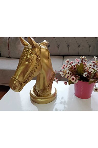 SMART BAAZAR BÜYÜK AT BAŞI 35 CM POLYESTER BİBLO KOMİDİN SEHPA SÜSLEME VİTRİN...