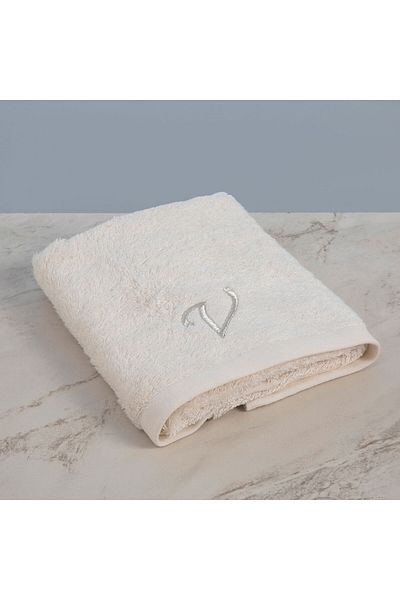 Chakra 50x90 Cm Ecru Solid Embroidered Face Towel
