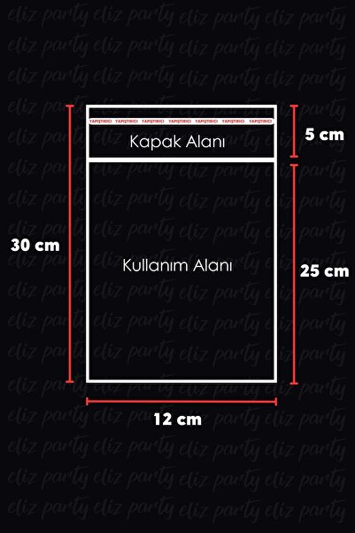 Eliz Party 12x30cm Şeffaf Bantlı Yapışkanlı Parlak Jelatin Poşet Hediye Çeyiz Aksesuar Paketleme Poşeti 100 Ad
