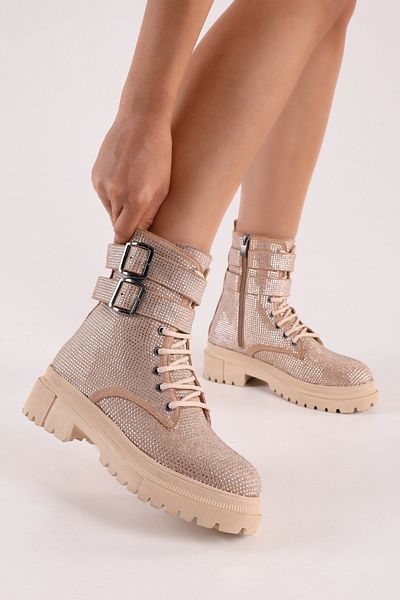 SOLMAZ AXANDRA BEIGE SUEDE STONE WOMEN'S BOOTS