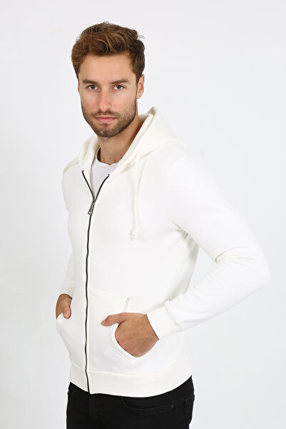 LACİVERTMEN 5340 Regular Fit Hooded Pocket Zippered Cotton Men's Cardigan