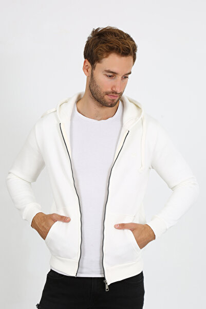 LACİVERTMEN 5340 Regular Fit Hooded Pocket Zippered Cotton Men's Cardigan
