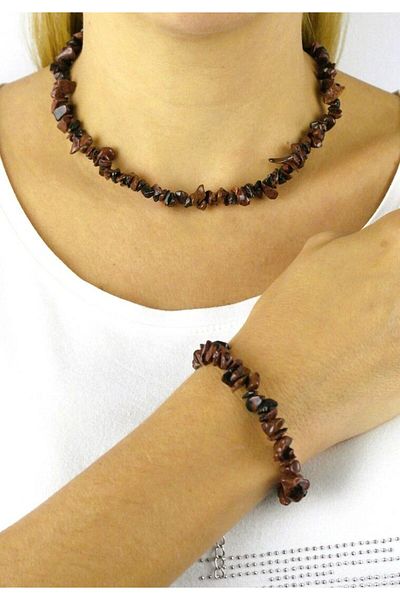Pelek Butik Obsidian Natural Broken Stone Set DT15