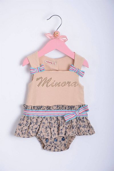 Minora Baby Girl Salopet Beige with Buttons at the Bottom