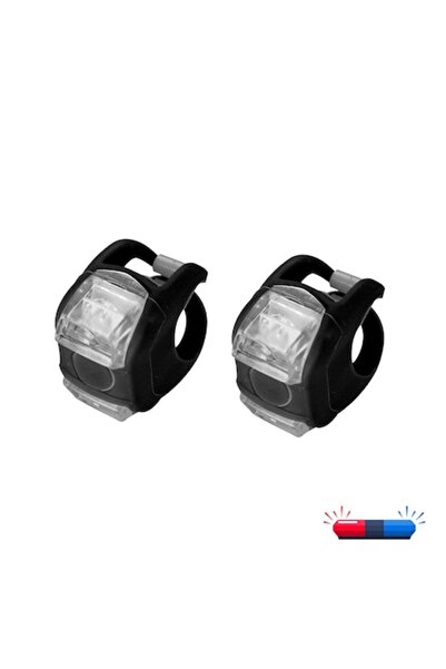 motobisikletim Bisiklet Polis Çakarlı Silikon Ön Arka Lamba 3 kademeli mavi-kırmızı