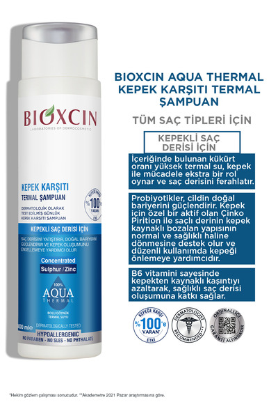 Bioxcin Aqua Thermal Kepeğe Karşı Etkili Şampuan 300 Ml 3 Lü SET