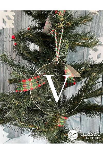 t tuğset etiket Letter White Plexi Christmas Tree Ornament - Rearview Mirror Ornament Plexi Letter-a1
