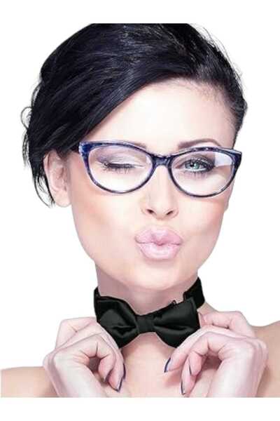 Trenderrs Kadın Düz Renk Saten Papyon