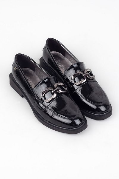 Adım Adım Women's Chain Detailed Black Patent Leather Lao