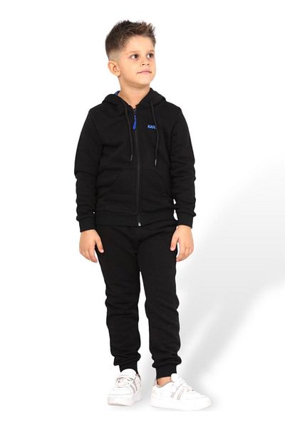 KARB Unisex Girls and Boys Hooded Zippered Bottom and Top Tracksuit Set 100% Cotton Children's Pajamas
