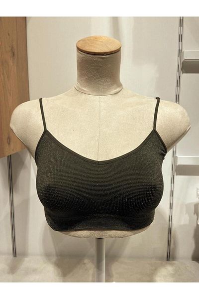 SUWEN Γυαλιστερό Bralet - KHAKI