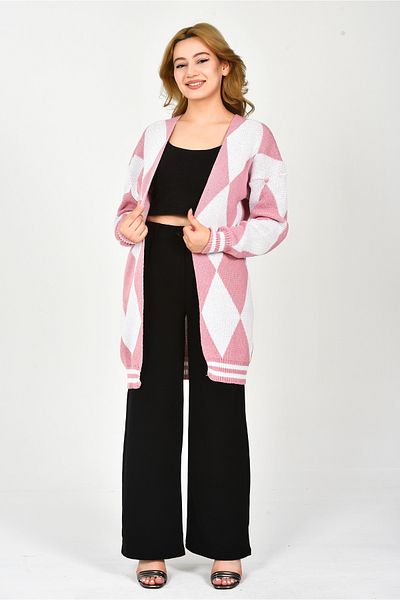 openex tekstil FEMEI CU MODEL BAKLAVA CARDIGAN TRICOTAT PİKE