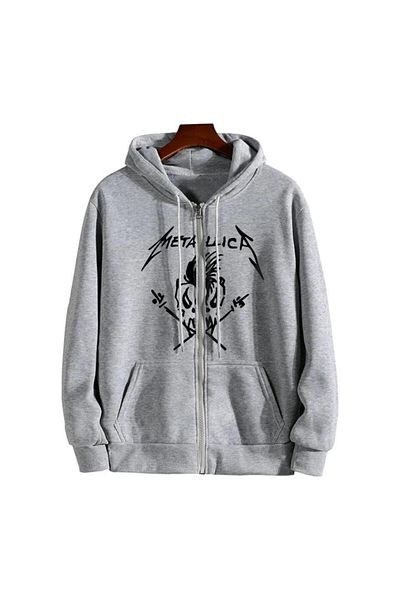 Touz Ζακέτα με κουκούλα Unisex με φερμουάρ Metallica Skull Printed Oversize
