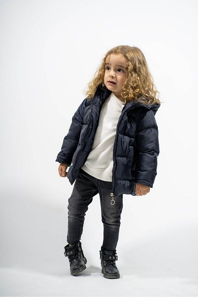 LEONE GYM Navy Blue Baby Boy Coat with Plush Fur Inside and Fixed Hood