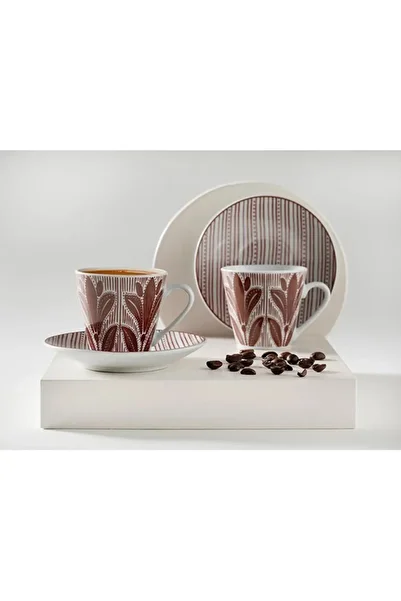 English Home Std Tulipe 2-Person Coffee Cup Set - 80 ml Claret Red Classic