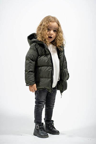 LEONE GYM İçi Pelüş Kürklü Sabit Kapüşonlu Haki Erkek Bebek Montu