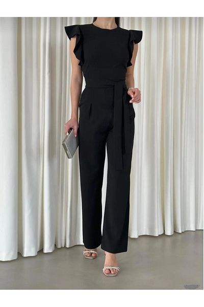 ModaLy Moda ȚESĂTURĂ CREPĂ FLEXIBILĂ CULOARE NEGRĂ DETAIL DE BUZUUNAR ROCHIE DE SEARĂ SALOPETĂ GL-705 582183